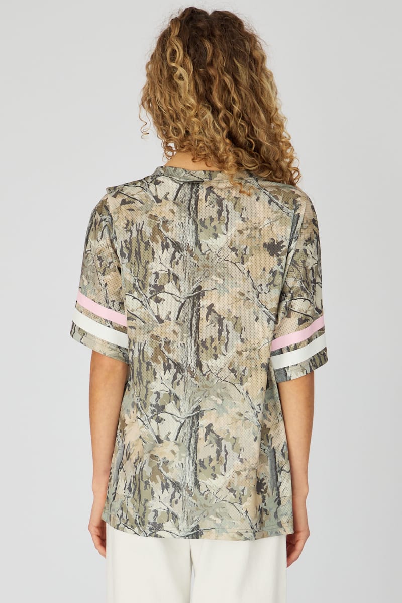 Green Print Sports Tee Short Sleeve for Ally Fashion