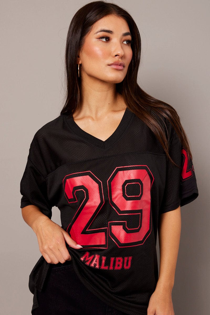 Black Sports Tee Short Sleeve for Ally Fashion