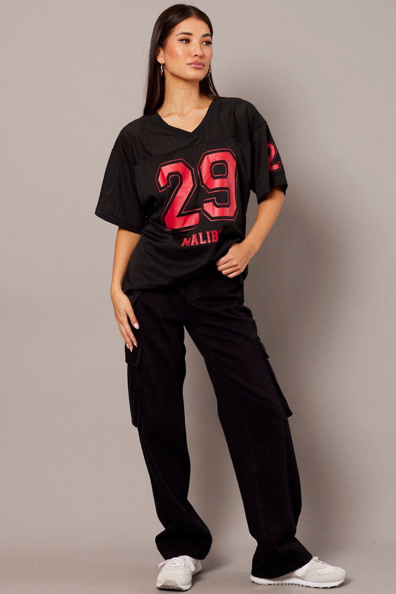 Black Sports Tee Short Sleeve for Ally Fashion