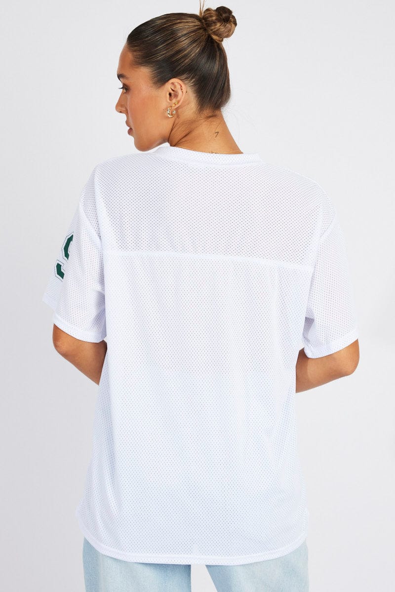 White Sports Tee Short Sleeve for Ally Fashion