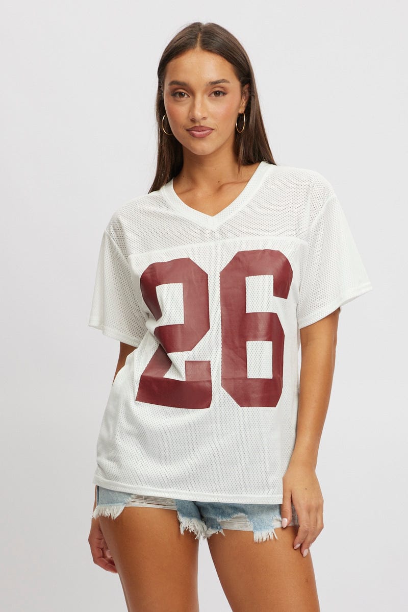 White Sport Tee Short Sleeve for Ally Fashion