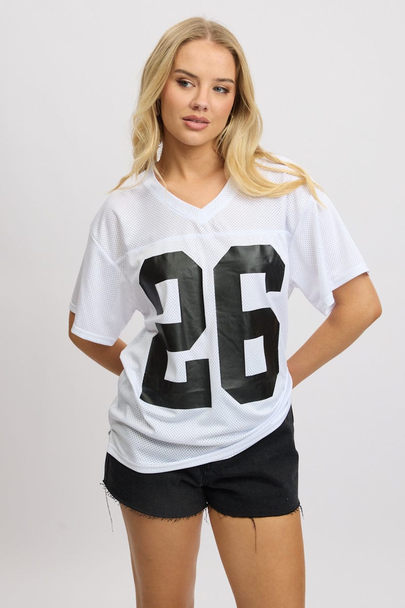 White Sport Tee Short Sleeve for Ally Fashion