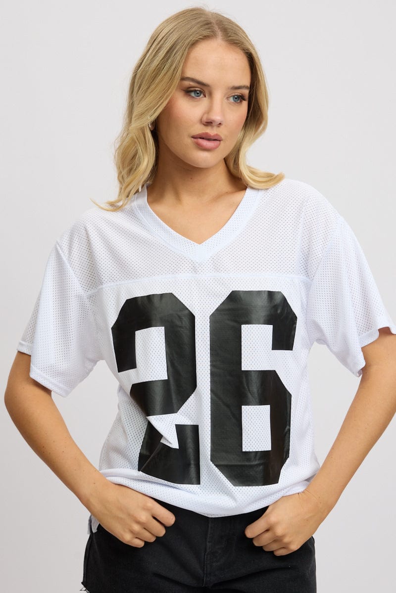 White Sport Tee Short Sleeve for Ally Fashion