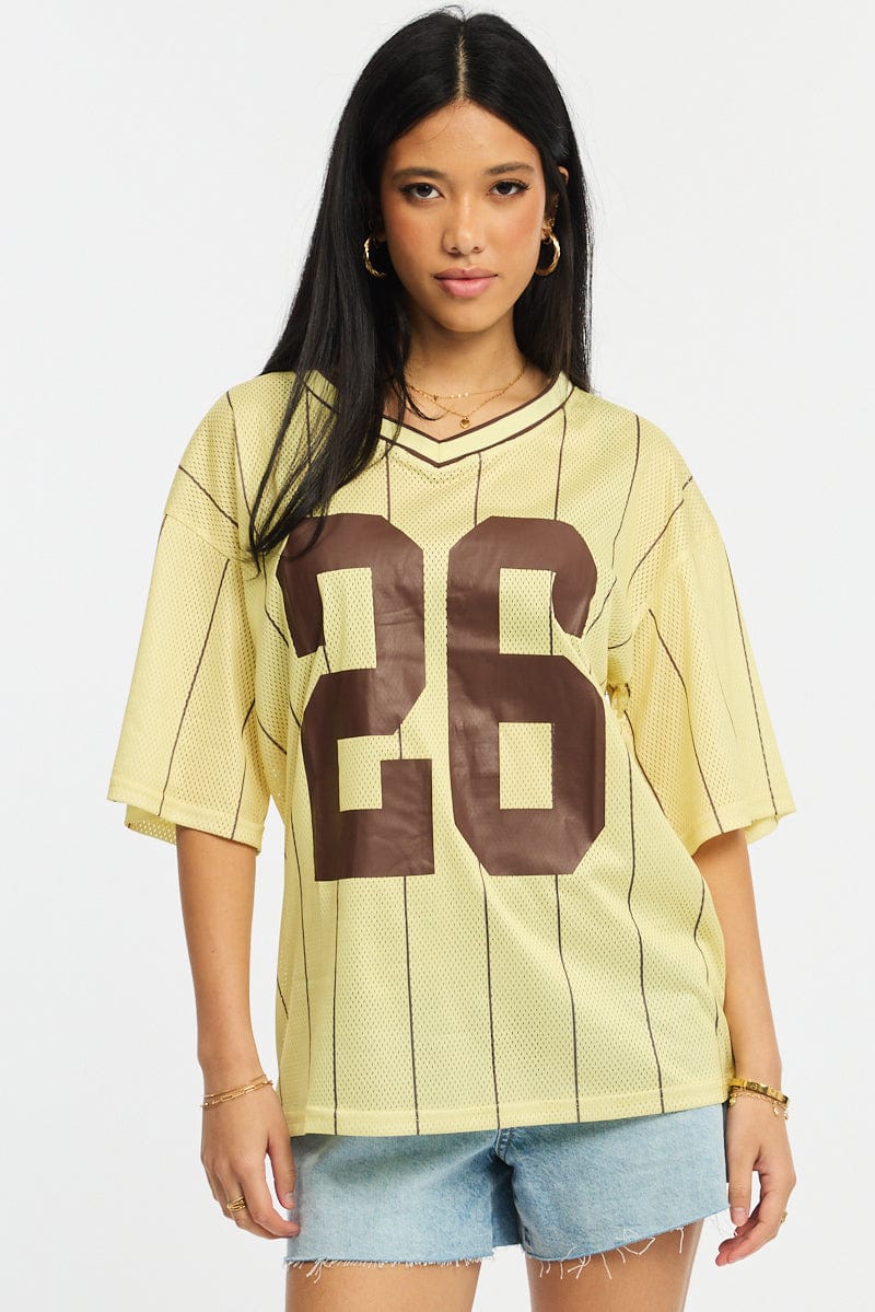 Yellow Sport Tee Short Sleeve for Ally Fashion