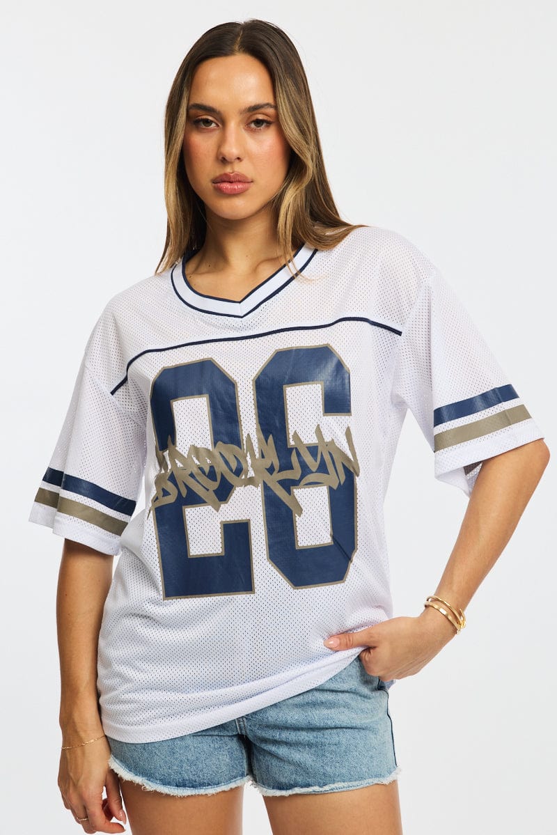 White Graphic Tee Short Sleeve for Ally Fashion