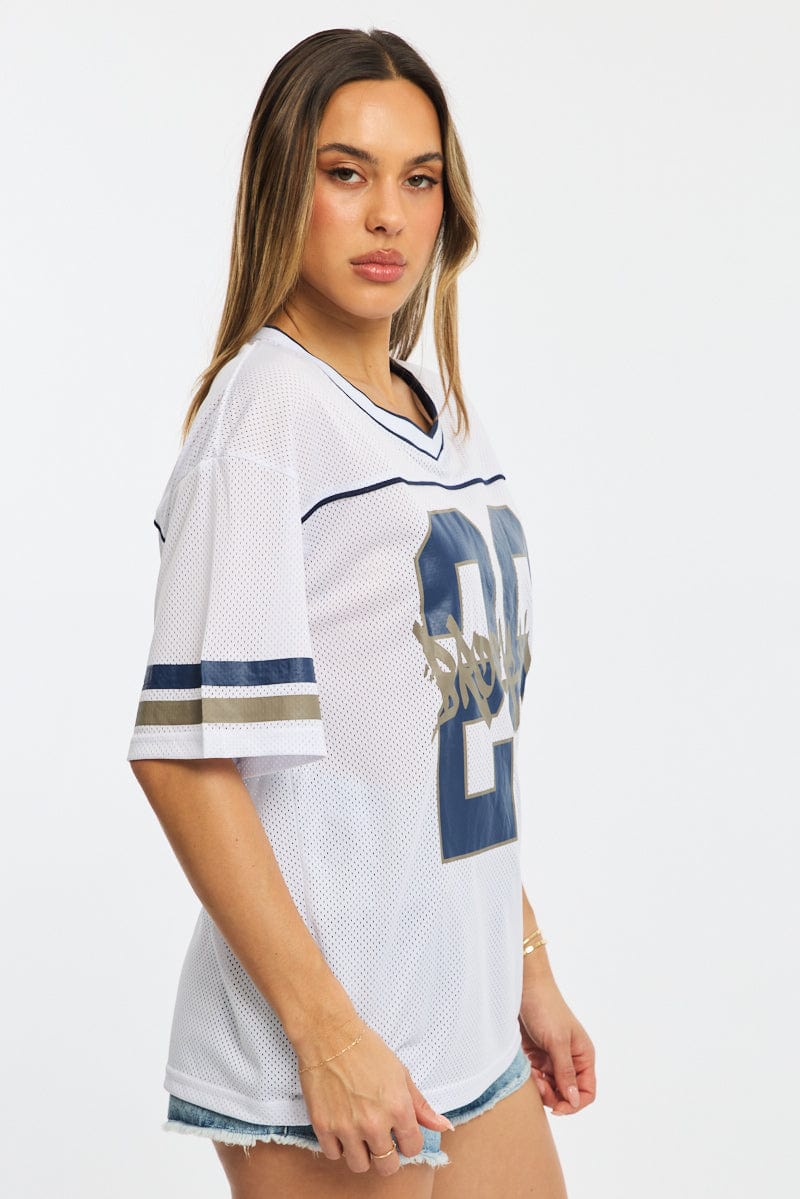 White Graphic Tee Short Sleeve for Ally Fashion