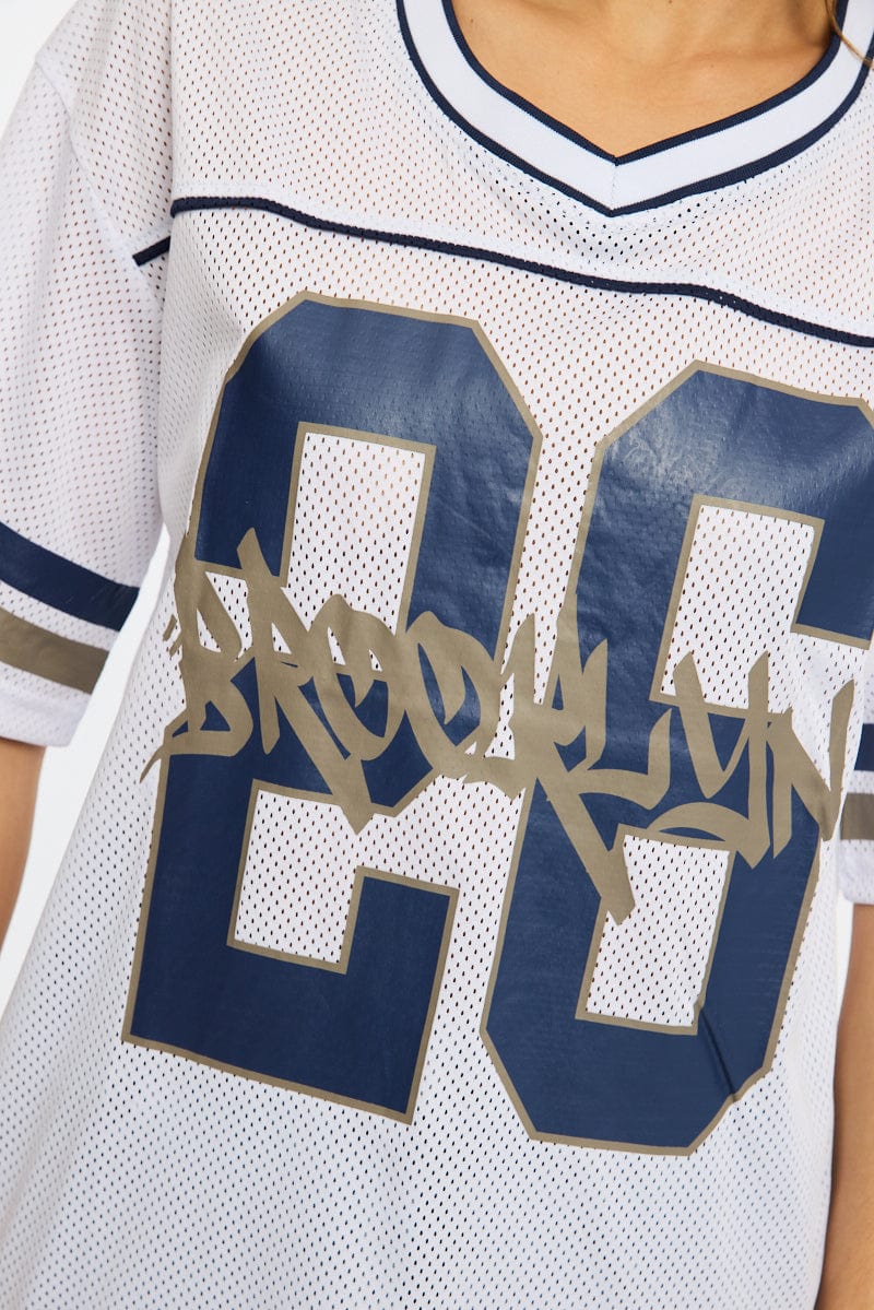 White Graphic Tee Short Sleeve for Ally Fashion