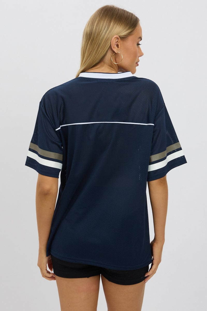 Blue Sport Tee Short Sleeve for Ally Fashion