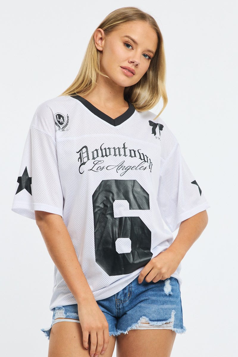 White Sport Tee Short Sleeve for Ally Fashion