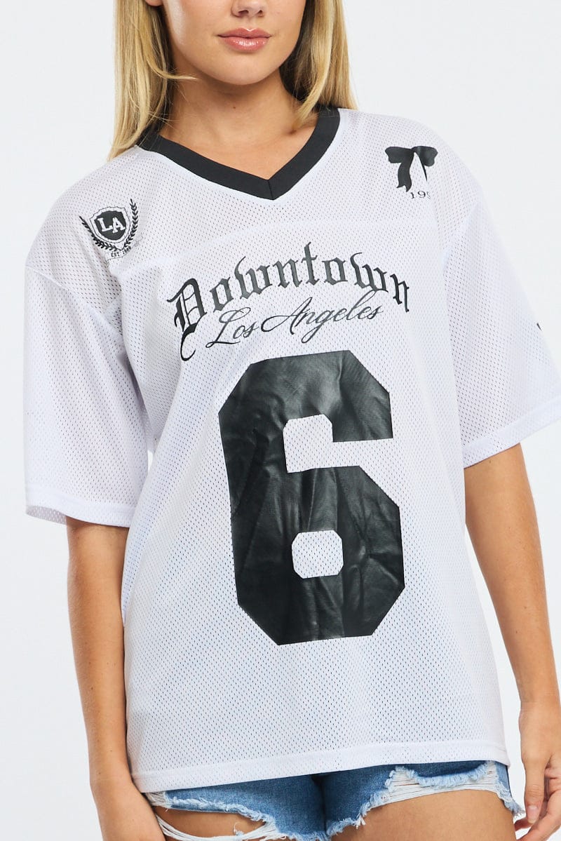 White Sport Tee Short Sleeve for Ally Fashion