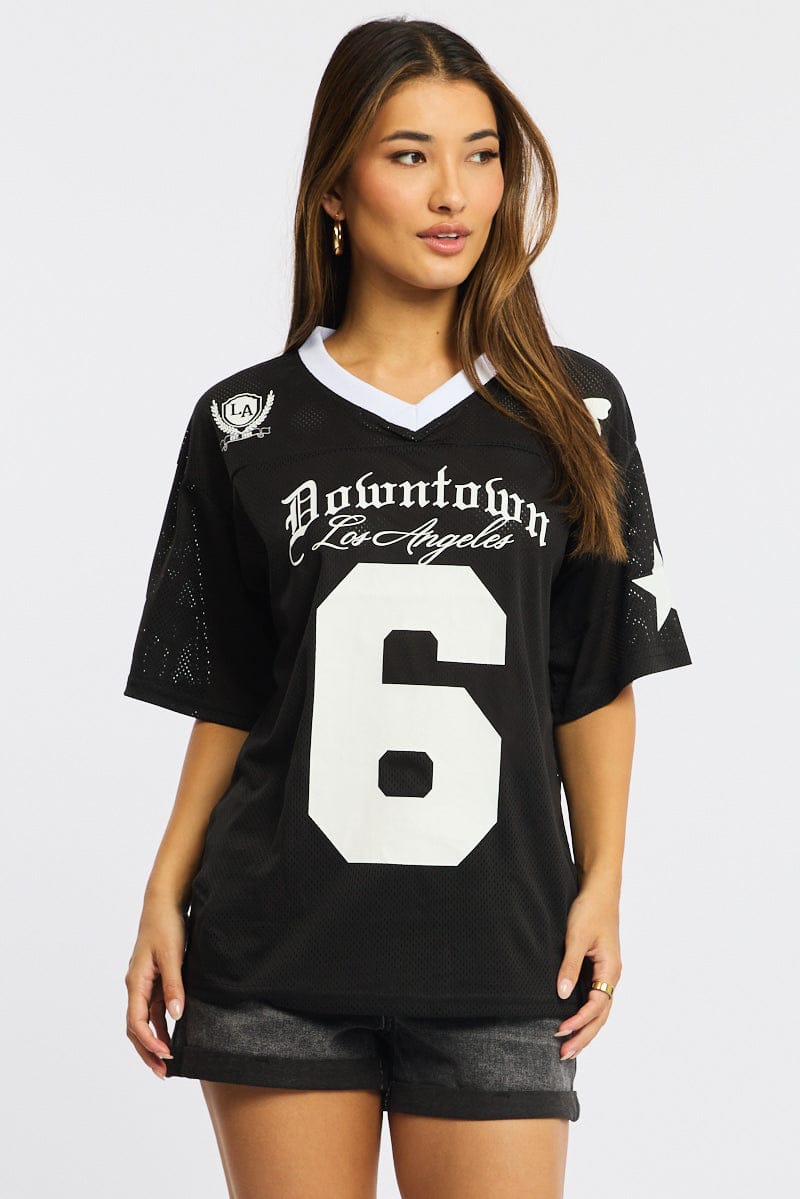 Black Sport Tee Short Sleeve for Ally Fashion