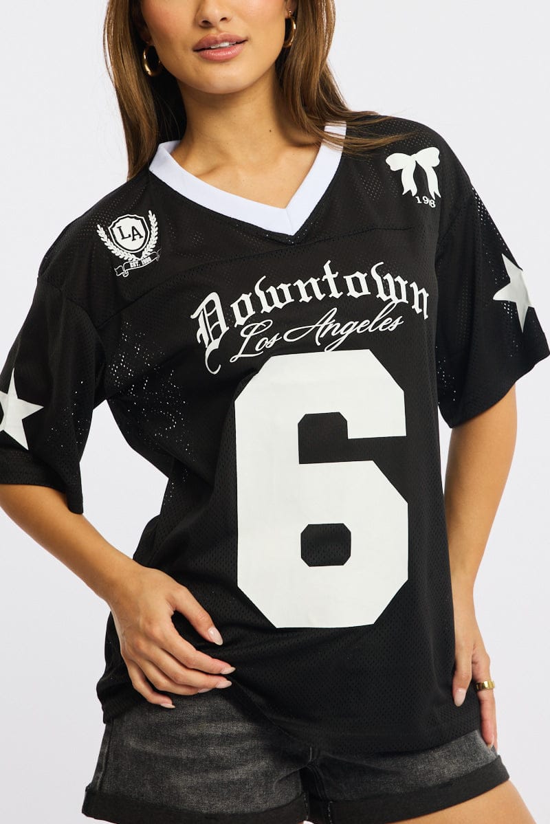 Black Sport Tee Short Sleeve for Ally Fashion