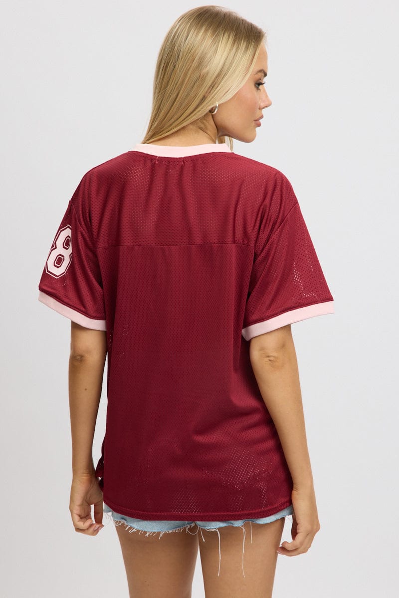 Red Graphic Tee Short Sleeve for Ally Fashion