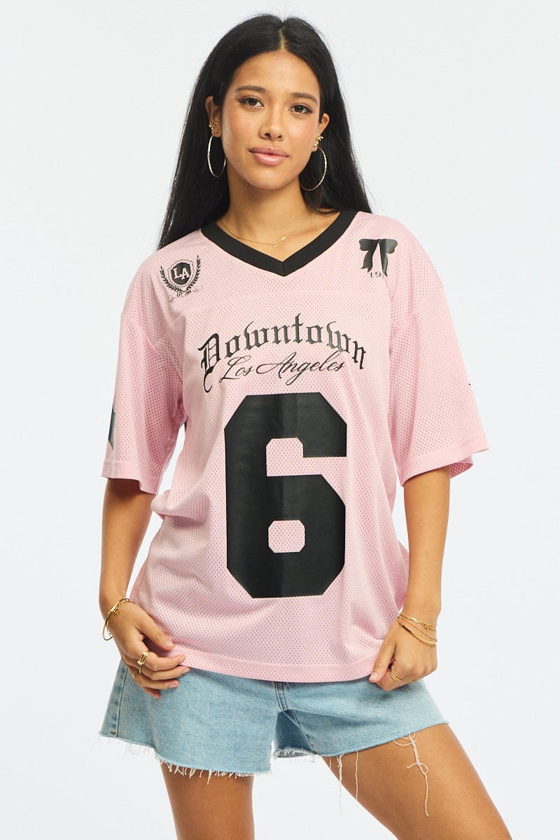 Pink Sports Tee Short Sleeve for Ally Fashion