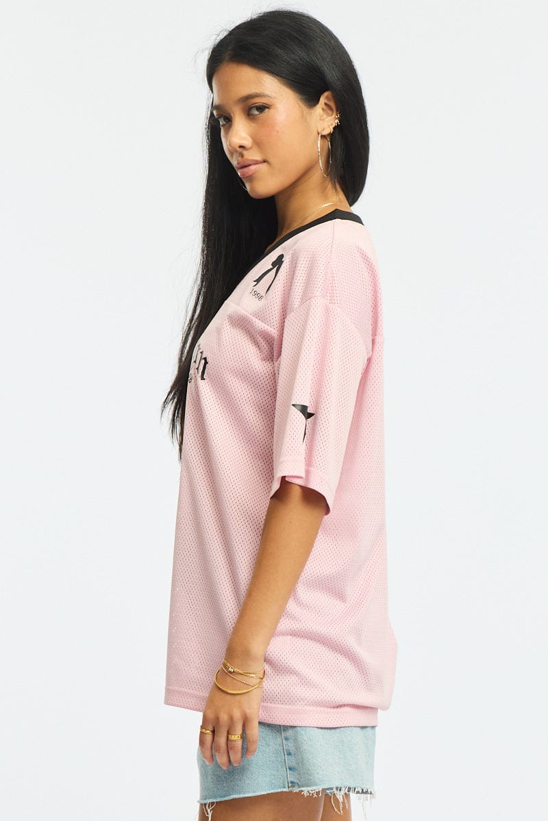 Pink Sports Tee Short Sleeve for Ally Fashion
