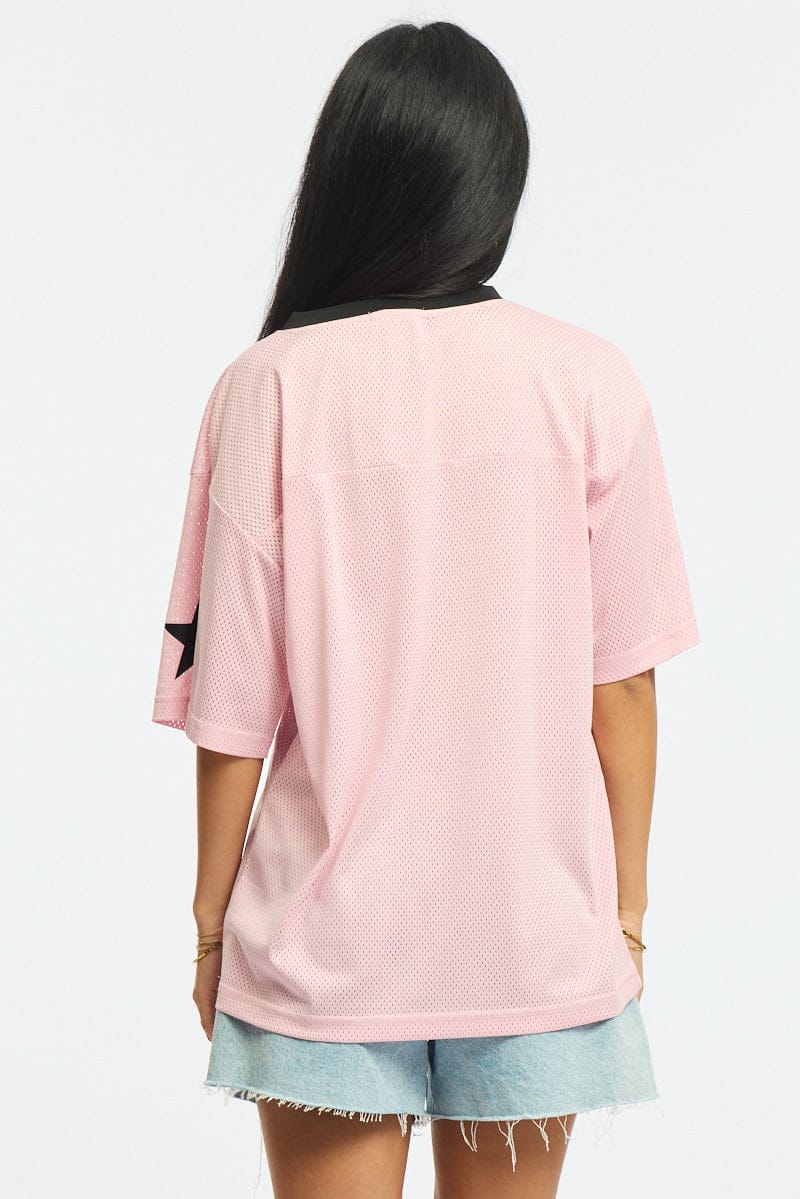 Pink Sports Tee Short Sleeve for Ally Fashion