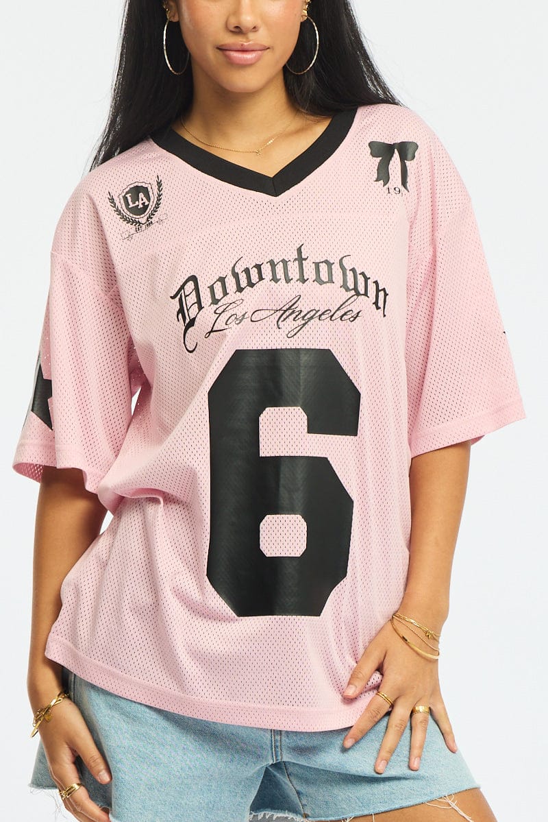 Pink Sports Tee Short Sleeve for Ally Fashion