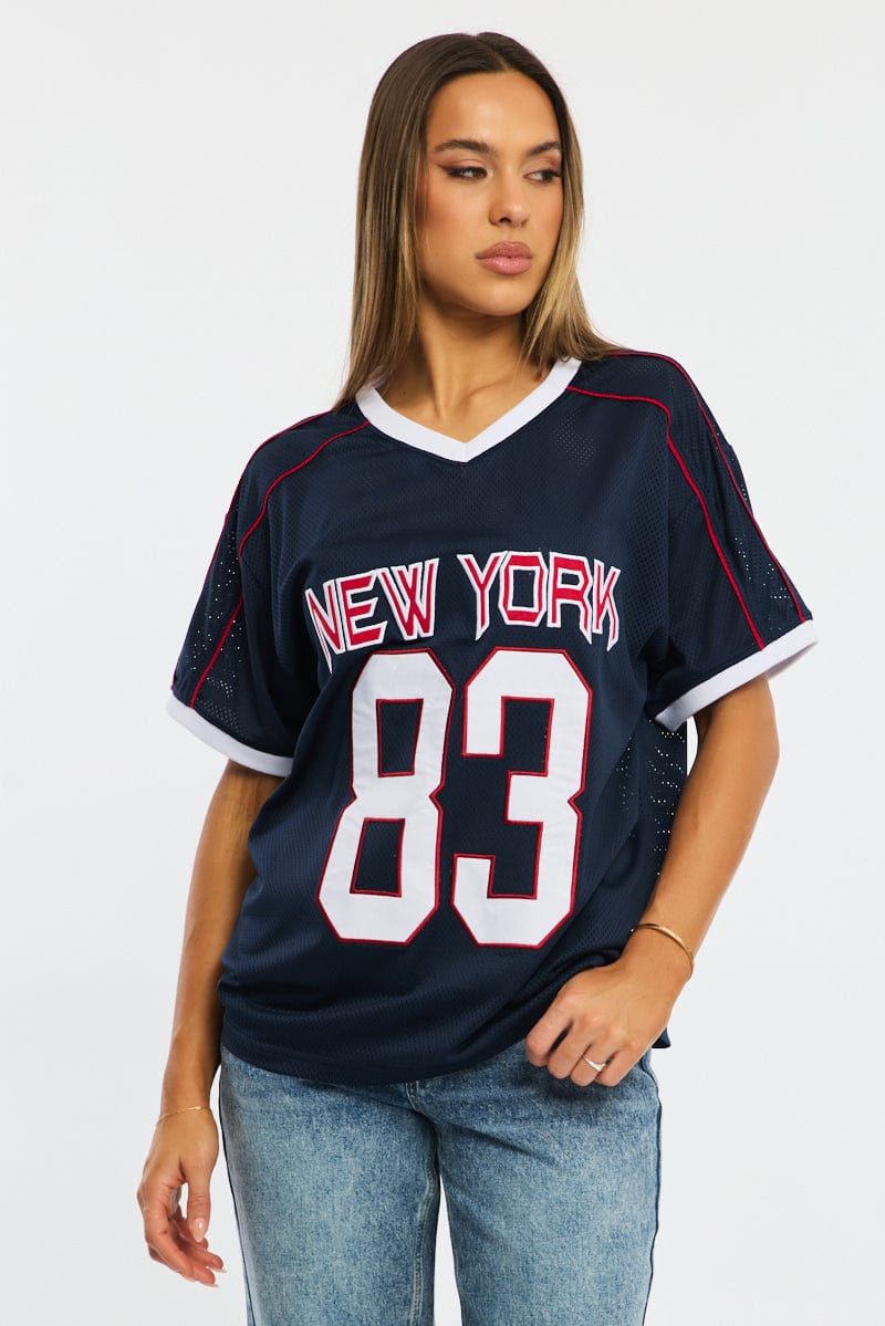 Blue Sport Tee Short Sleeve for Ally Fashion