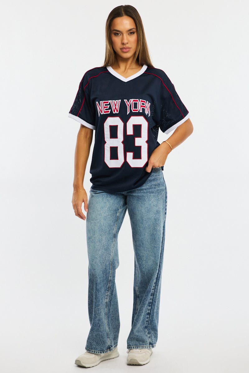 Blue Sport Tee Short Sleeve for Ally Fashion