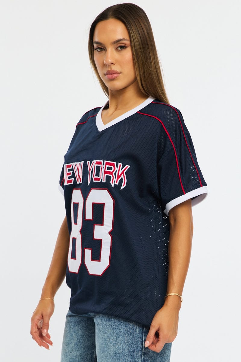 Blue Sport Tee Short Sleeve for Ally Fashion