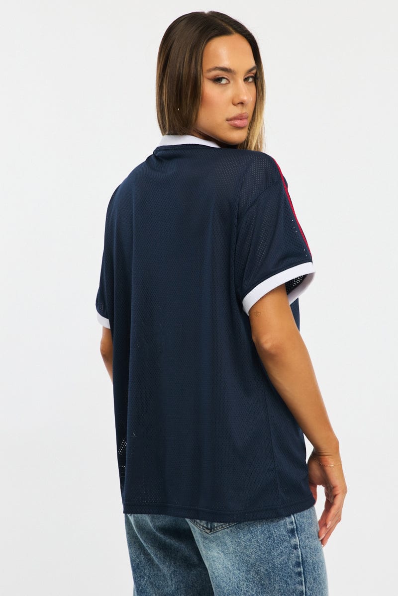 Blue Sport Tee Short Sleeve for Ally Fashion