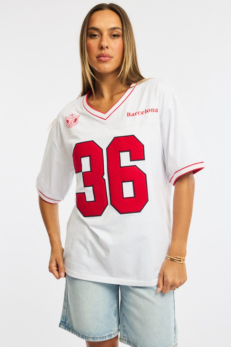 White Sport Tee Short Sleeve for Ally Fashion