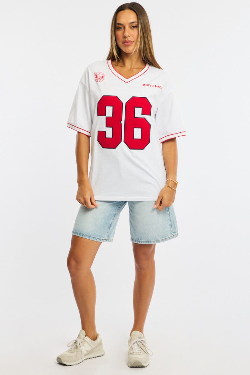 White Sport Tee Short Sleeve for Ally Fashion