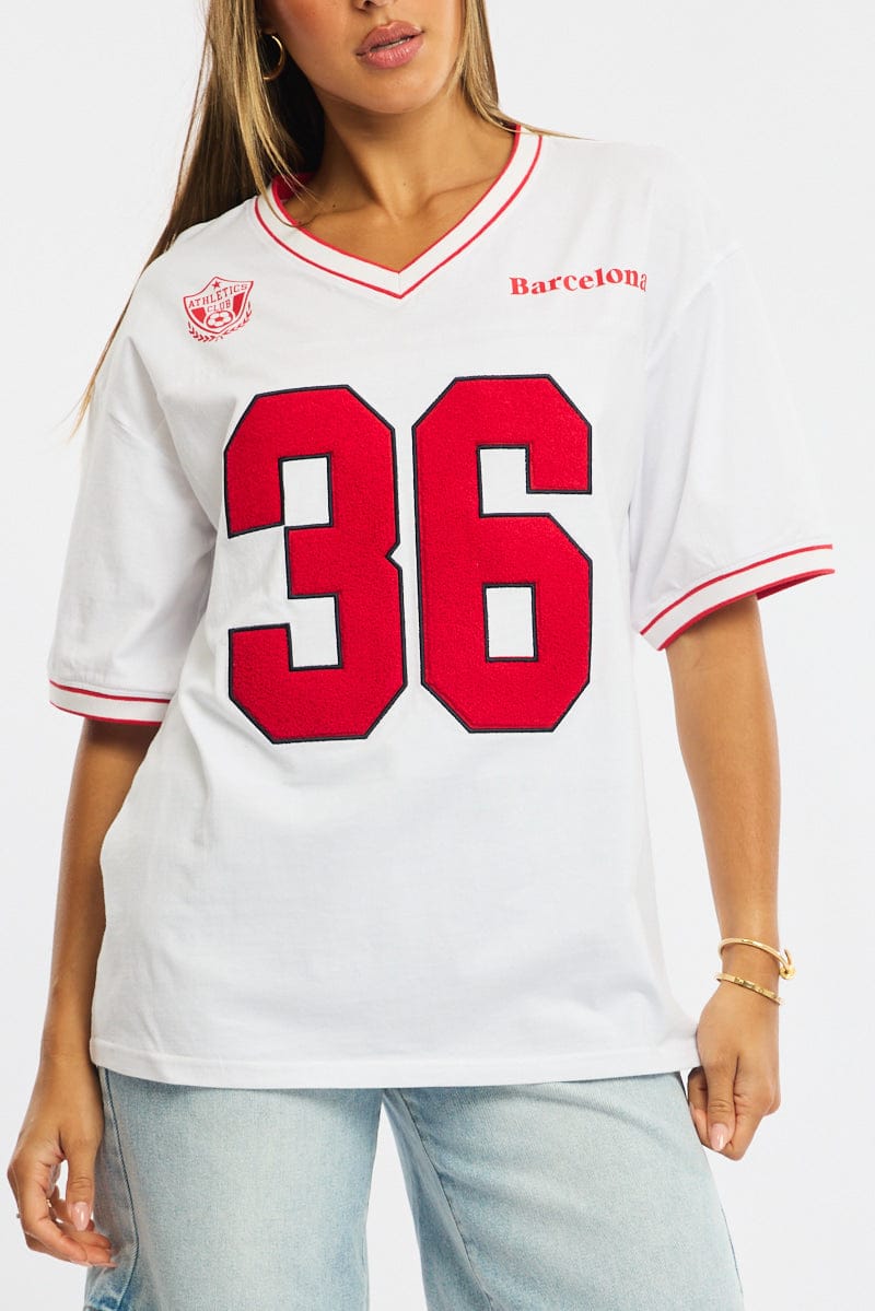 White Sport Tee Short Sleeve for Ally Fashion