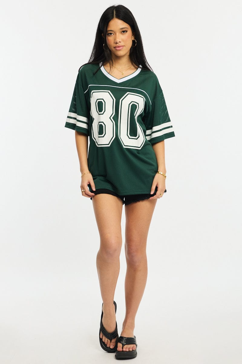 Green Sport Tee Short Sleeve for Ally Fashion