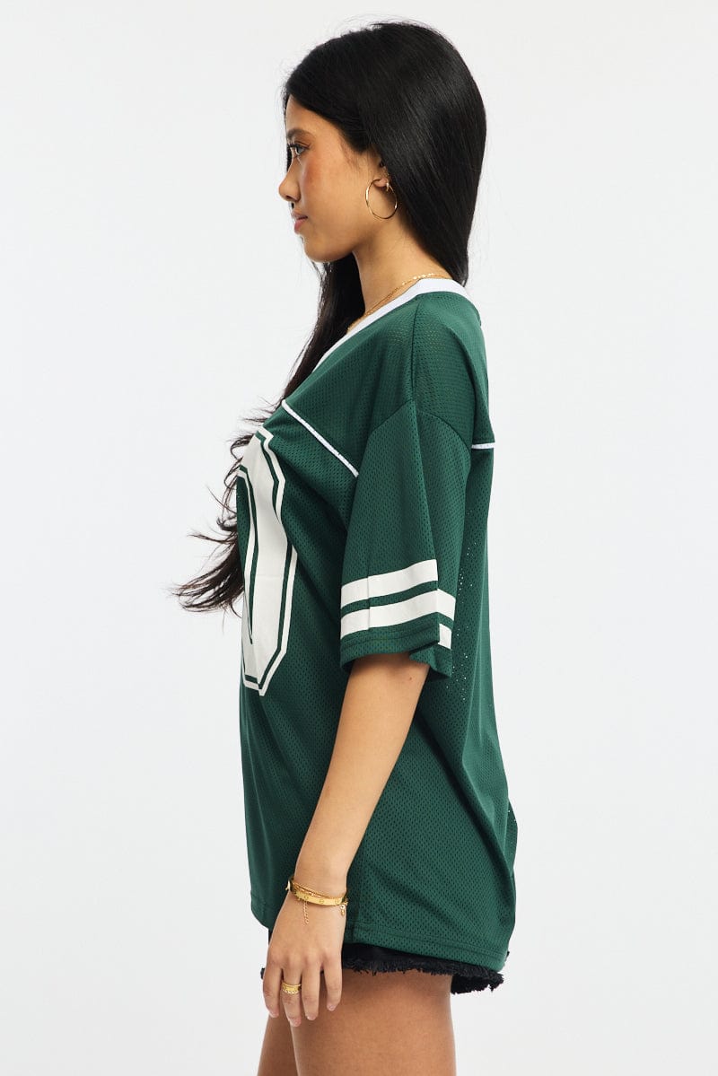 Green Sport Tee Short Sleeve for Ally Fashion
