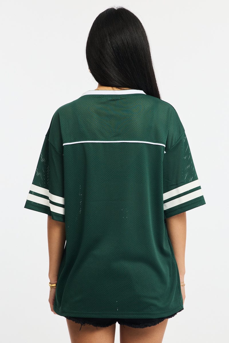 Green Sport Tee Short Sleeve for Ally Fashion