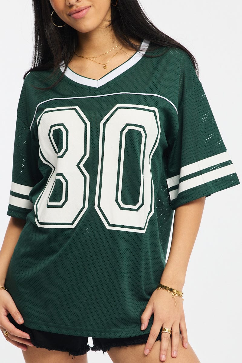 Green Sport Tee Short Sleeve for Ally Fashion