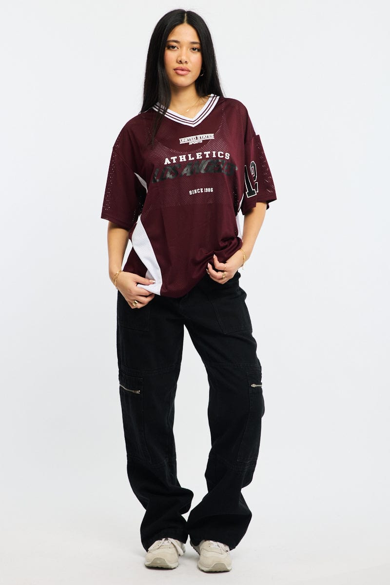 Red Sport Tee Short Sleeve for Ally Fashion