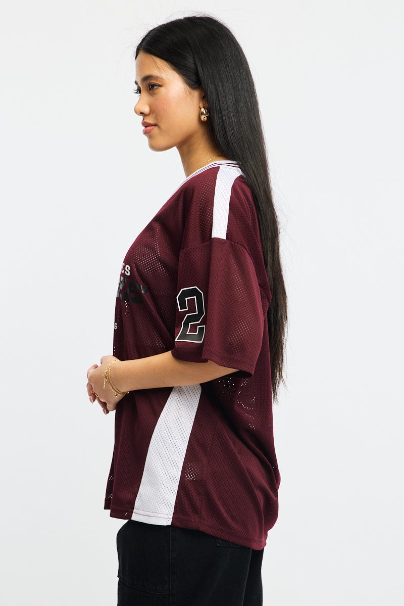 Red Sport Tee Short Sleeve for Ally Fashion