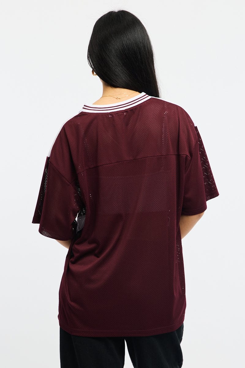 Red Sport Tee Short Sleeve for Ally Fashion