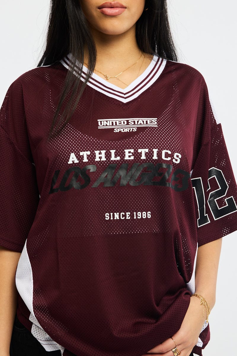 Red Sport Tee Short Sleeve for Ally Fashion