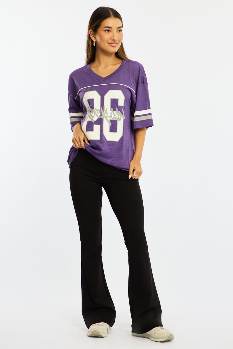 Purple Sports Tee Short Sleeve for Ally Fashion