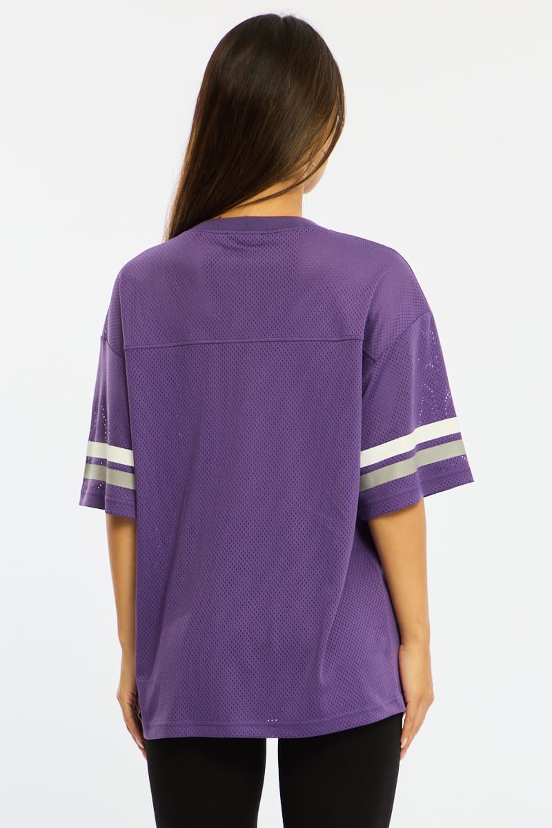 Purple Sports Tee Short Sleeve for Ally Fashion