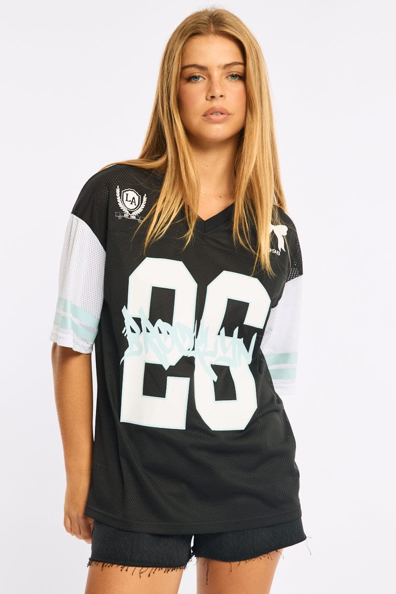 Black Sports Tee Short Sleeve for Ally Fashion