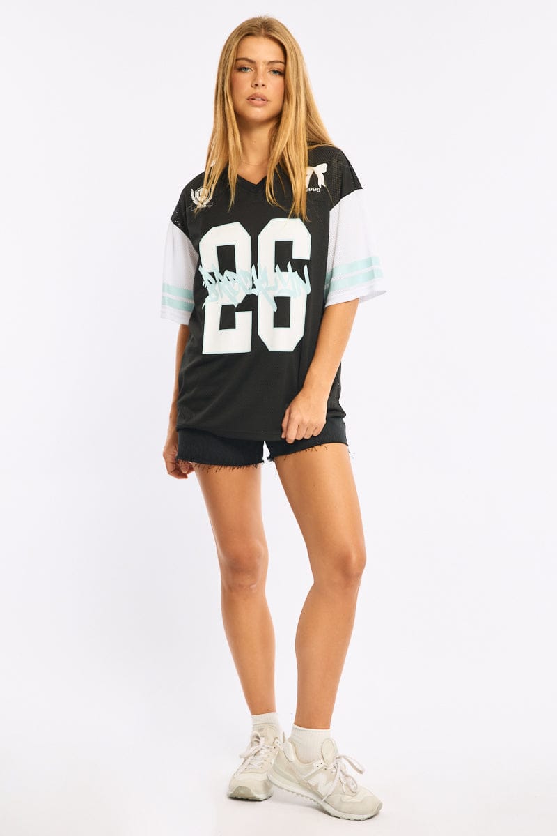 Black Sports Tee Short Sleeve for Ally Fashion