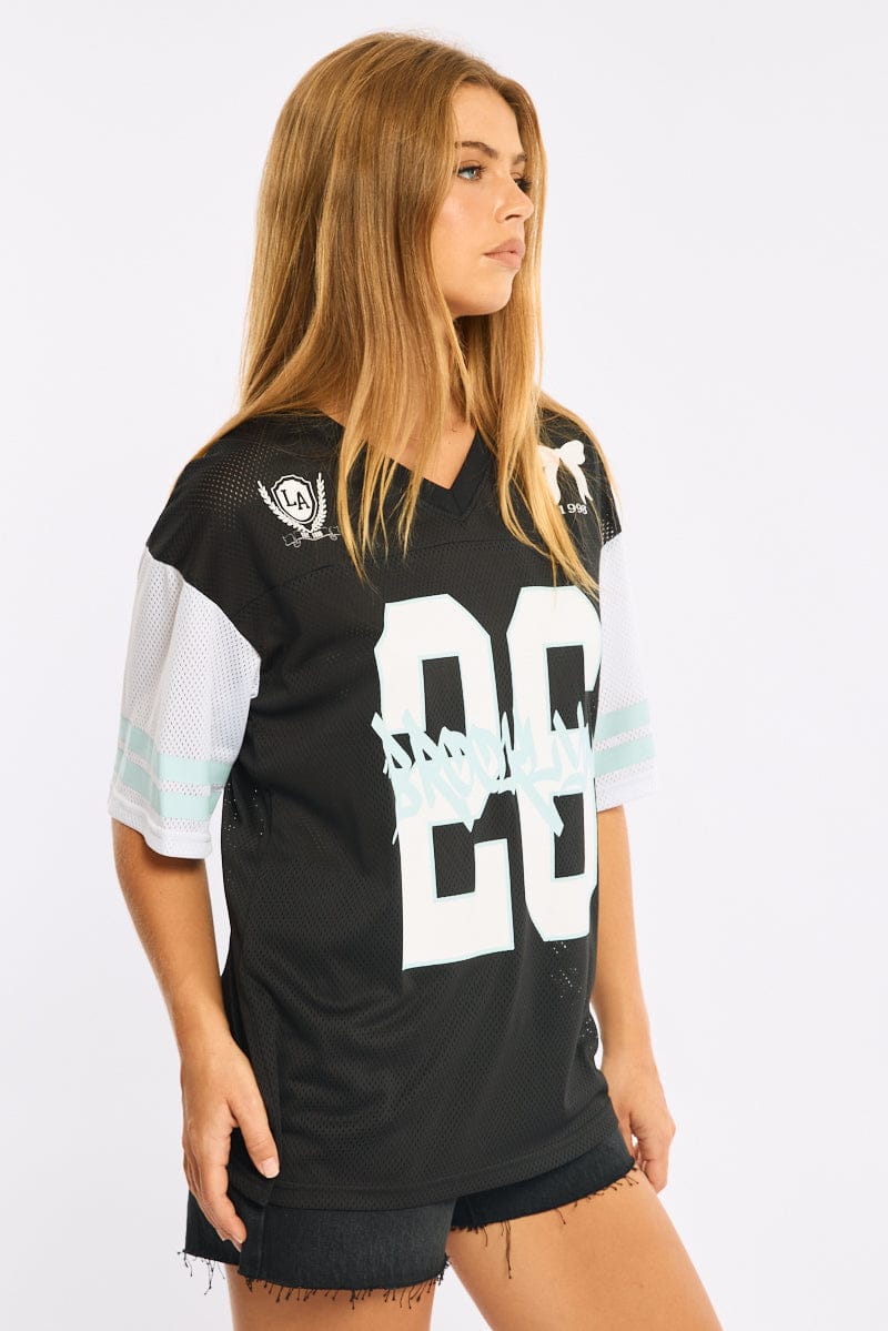 Black Sports Tee Short Sleeve for Ally Fashion