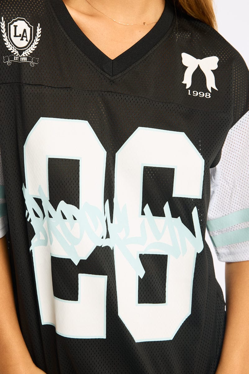 Black Sports Tee Short Sleeve for Ally Fashion
