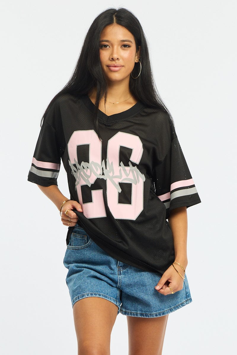Black Sport Tee Short Sleeve for Ally Fashion