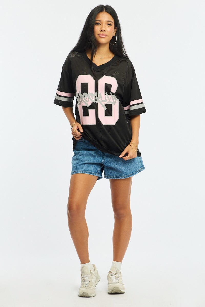 Black Sport Tee Short Sleeve for Ally Fashion