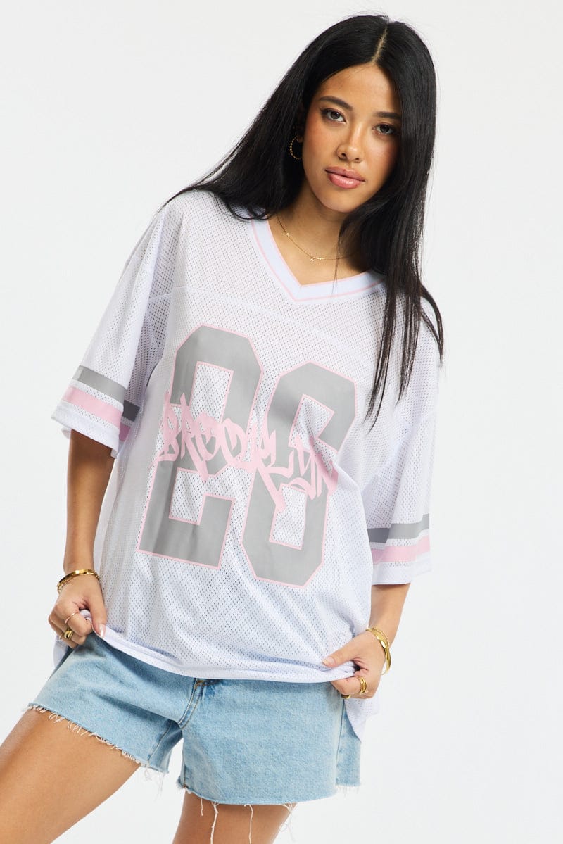 White Sport Tee Short Sleeve for Ally Fashion