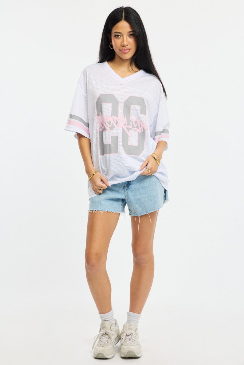White Sport Tee Short Sleeve for Ally Fashion