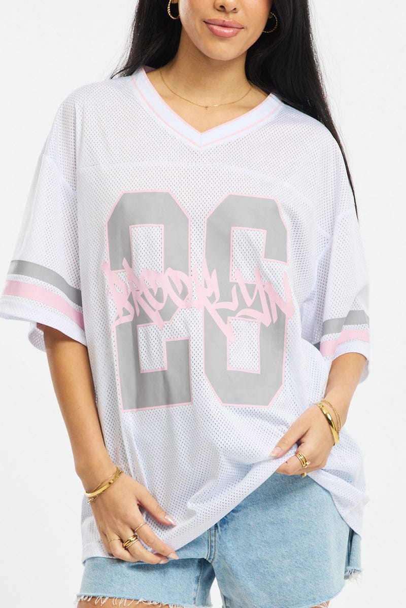 White Sport Tee Short Sleeve for Ally Fashion