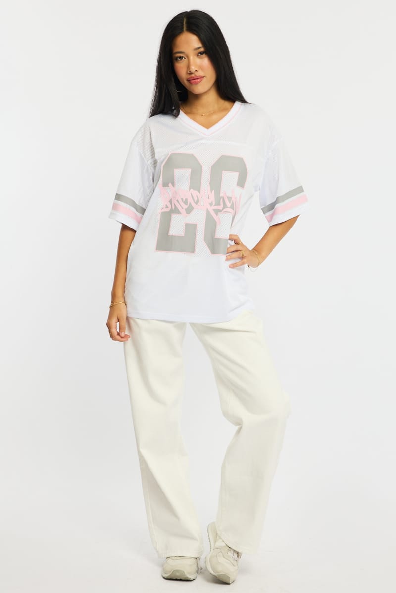 White Sport Tee Short Sleeve for Ally Fashion
