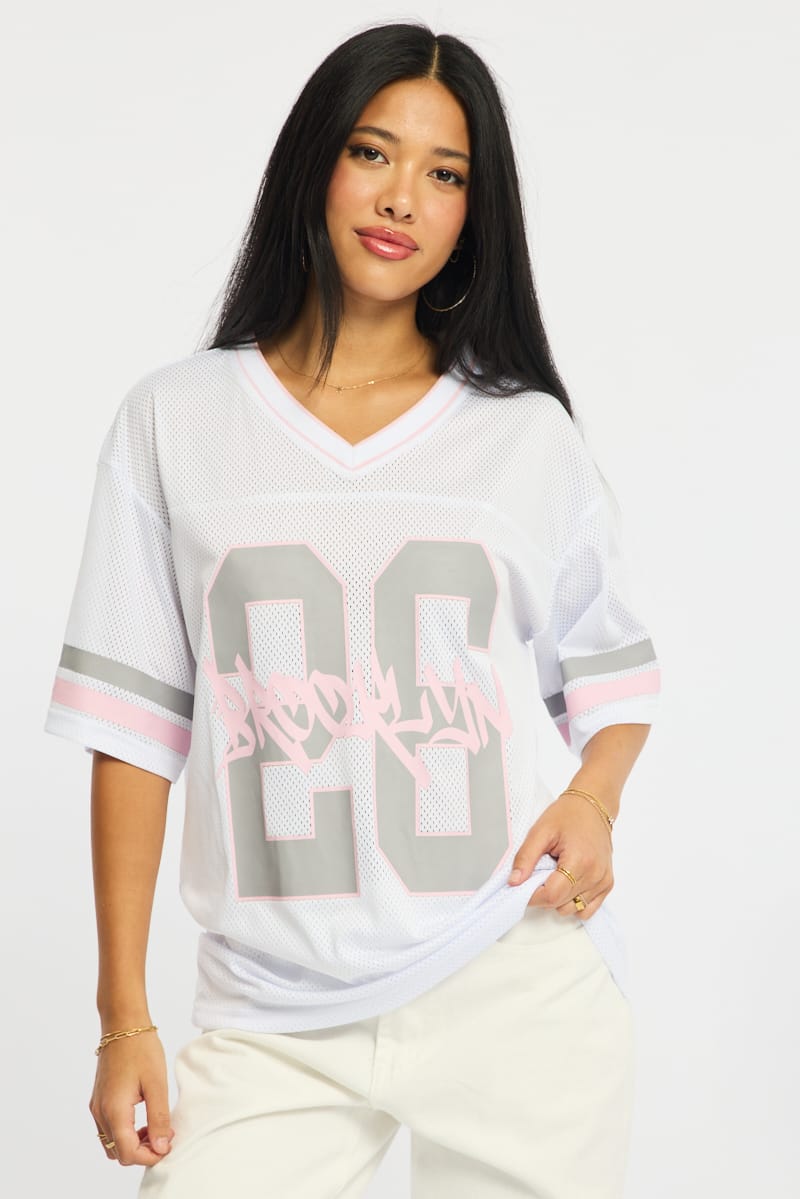 White Sport Tee Short Sleeve for Ally Fashion