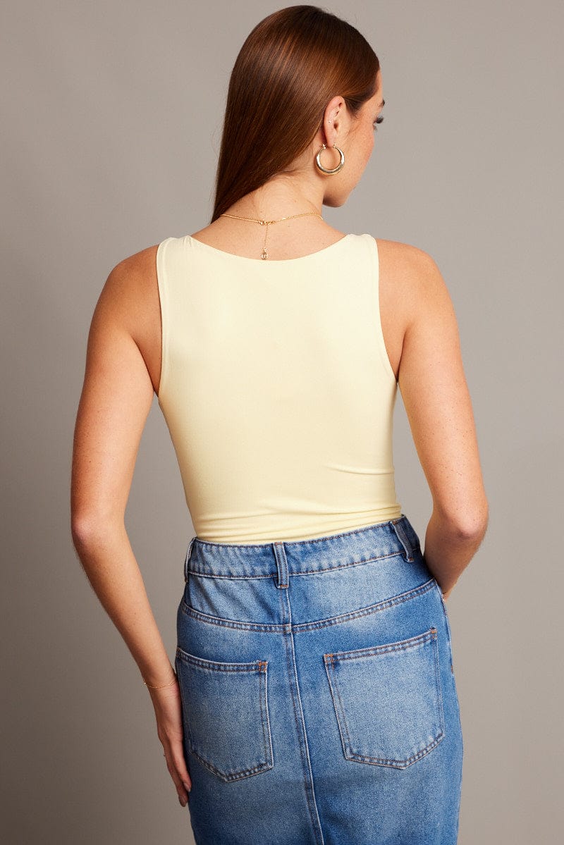 Yellow Supersoft Bodysuit Sleeveless for Ally Fashion